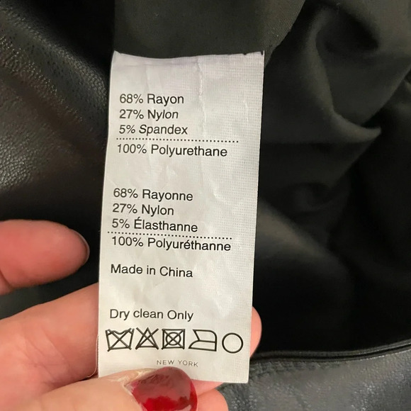 KF/Kaufman Franco Collection Onyx Leather Front Mini Dress Size 4 Sheer Cap Sexy - Picture 8 of 8